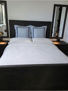 Restoration Hardware (RH) Hotel Border Euro Shams - Set of 2 (Ice Blue/Espresso)